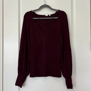 GAP Women's V-Neck Ribbed Sweater Purple Size L